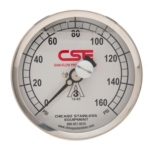 3-1/2” (90mm) Sani-Flow Pressure Gauge with Center Back Mount