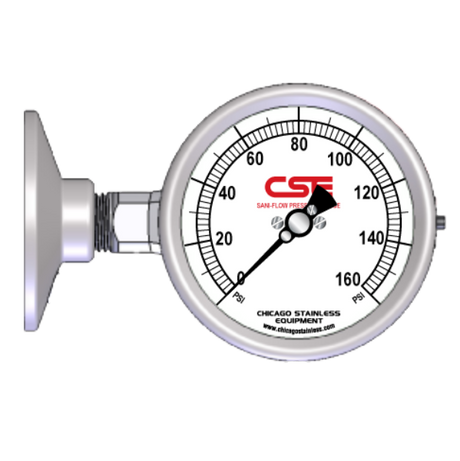 2-1/2” (63mm) Sani-Flow Brewery Pressure Gauge