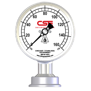 3-1/2” (90mm) Sani-Flow Pressure Gauge with Bottom Mount
