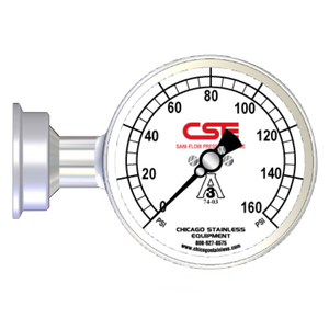 3-1/2” (90mm) Sani-Flow Pressure Gauge with Side Mount