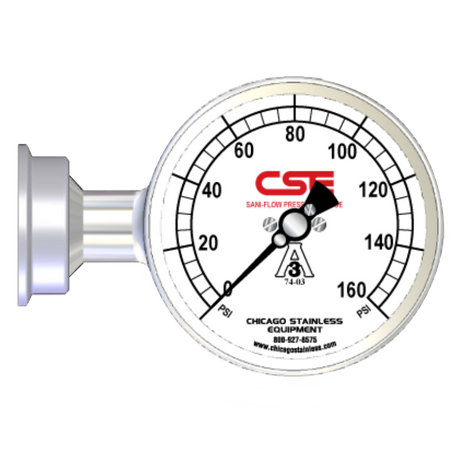 3-1/2” (90mm) Sani-Flow Pressure Gauge with Side Mount