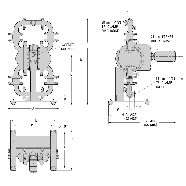 Wilden PS4 (1-1/2") Saniflo Hygienic AODD Pump