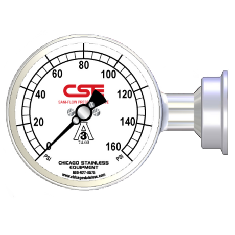 3-1/2” (90mm) Sani-Flow Pressure Gauge with Side Mount
